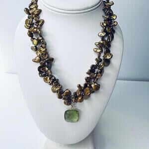 Handmade - Freshwater Pearls with Faceted Pendant